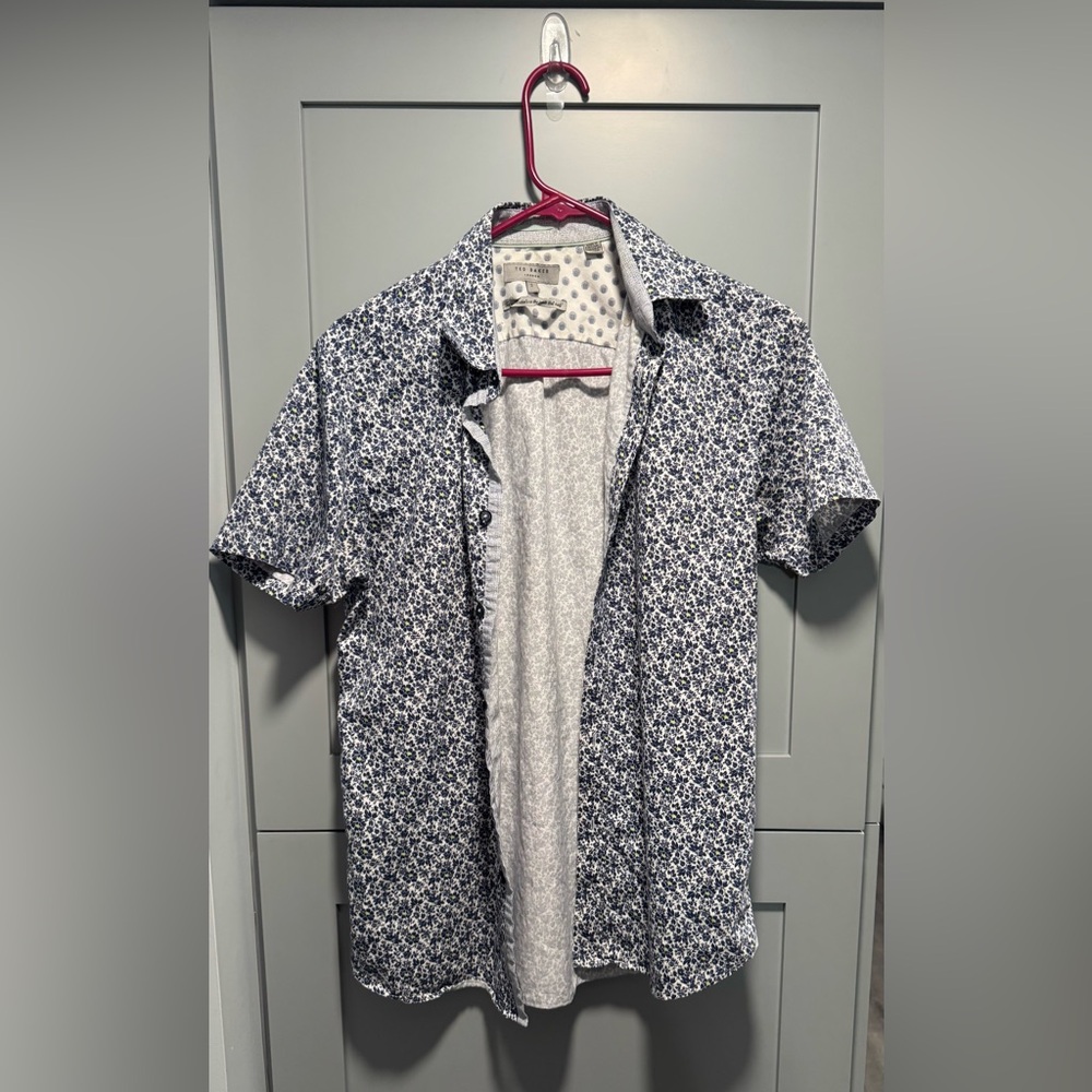Ted Baker Navy Floral Button Down Shirt